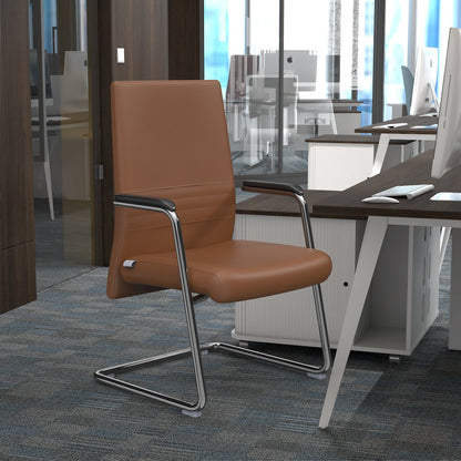 Aleen Series Guest Office Chair In Dark Brown Leather