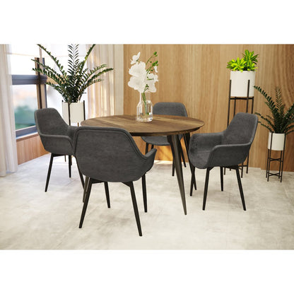Markley Modern Leather Dining Arm Chair With Metal Legs