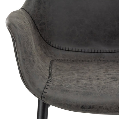 Markley Modern Leather Dining Arm Chair With Metal Legs
