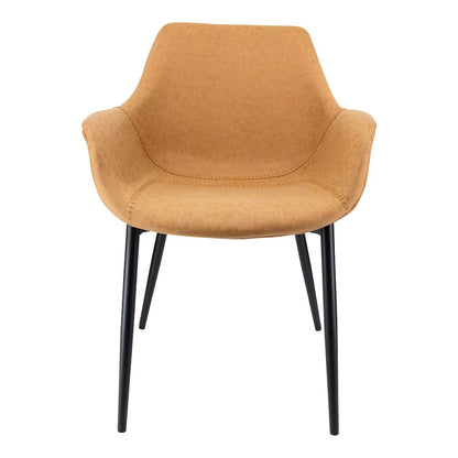 Markley Modern Leather Dining Arm Chair With Metal Legs