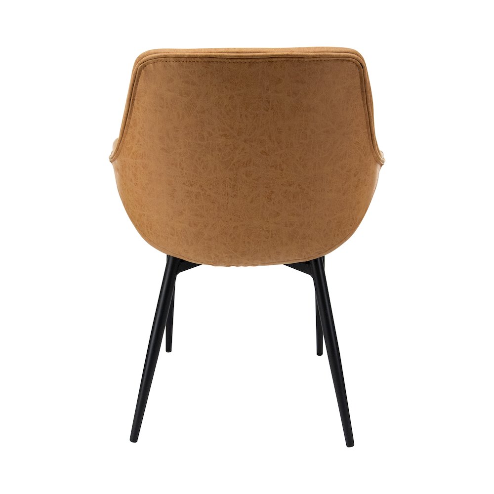 Markley Modern Leather Dining Arm Chair With Metal Legs