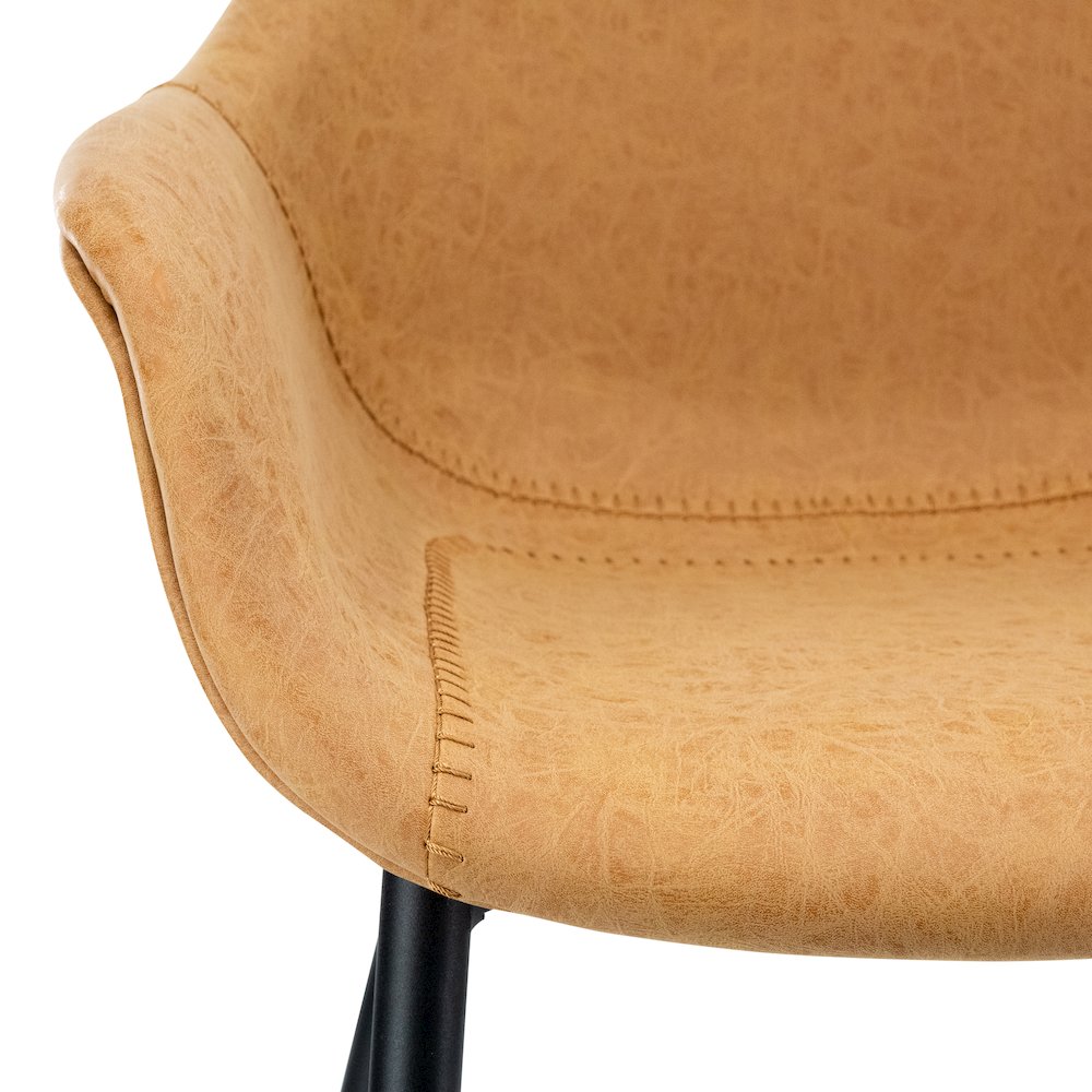 Markley Modern Leather Dining Arm Chair With Metal Legs