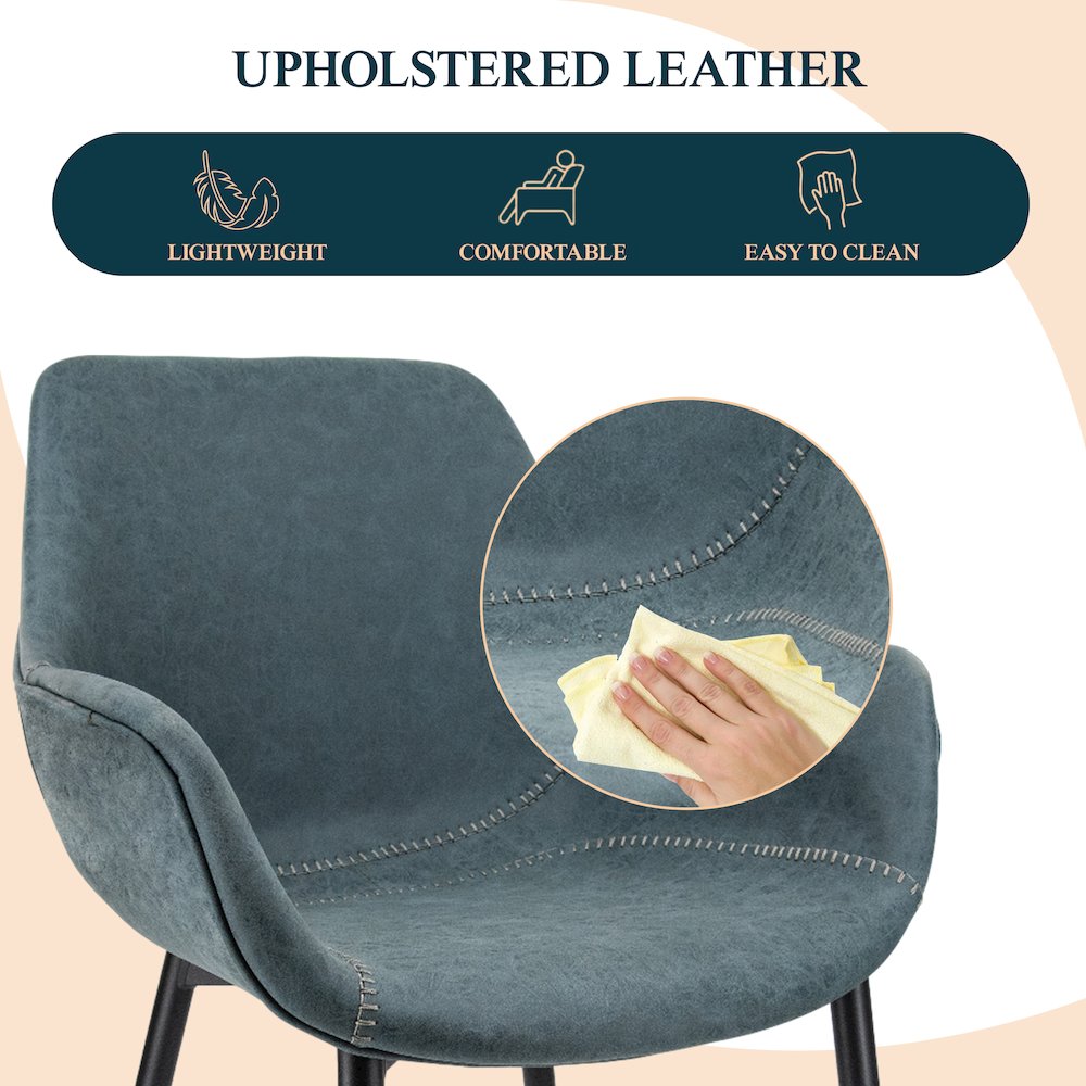 Markley Modern Leather Dining Arm Chair With Metal Legs