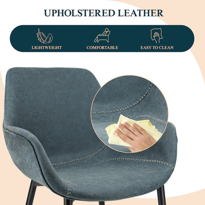 Markley Modern Leather Dining Arm Chair With Metal Legs