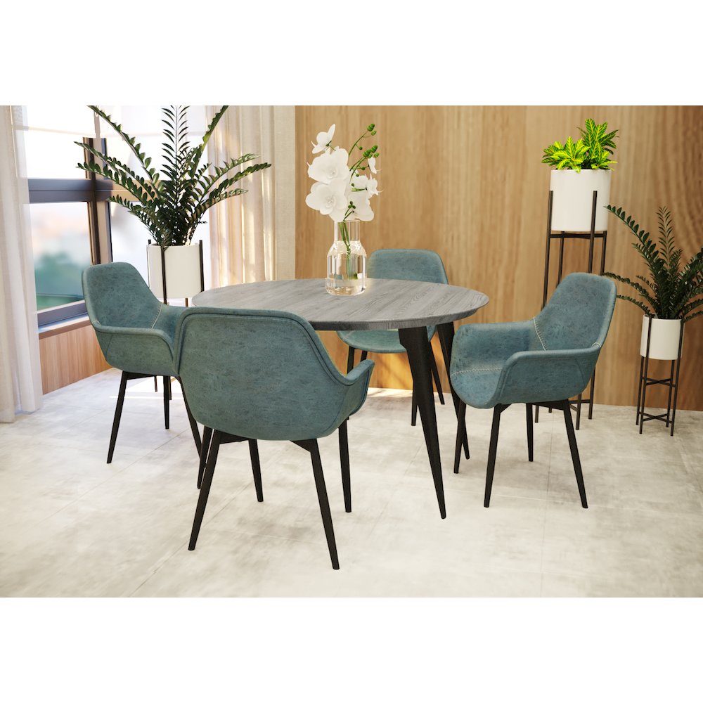 Markley Modern Leather Dining Arm Chair With Metal Legs