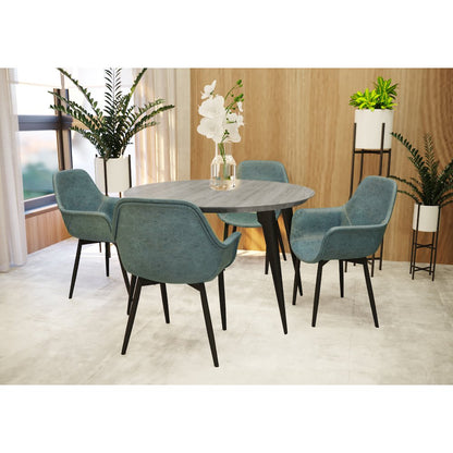 Markley Modern Leather Dining Arm Chair With Metal Legs