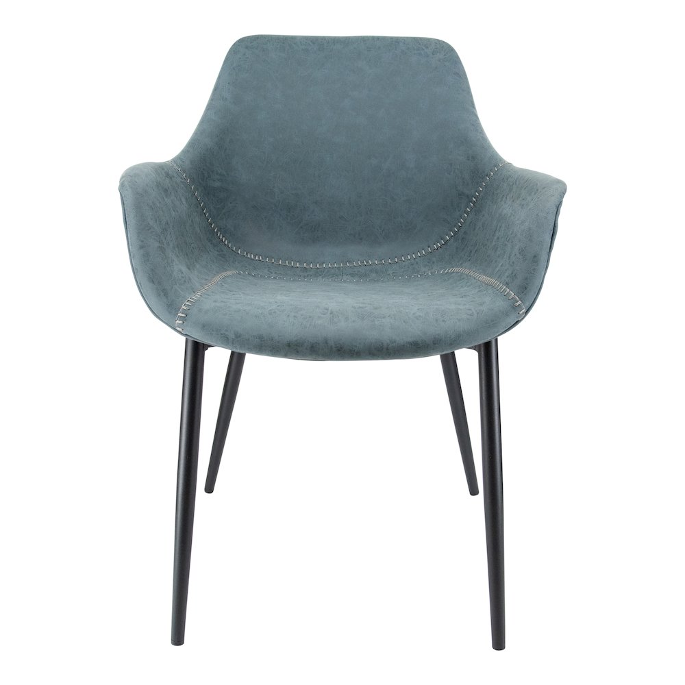 Markley Modern Leather Dining Arm Chair With Metal Legs