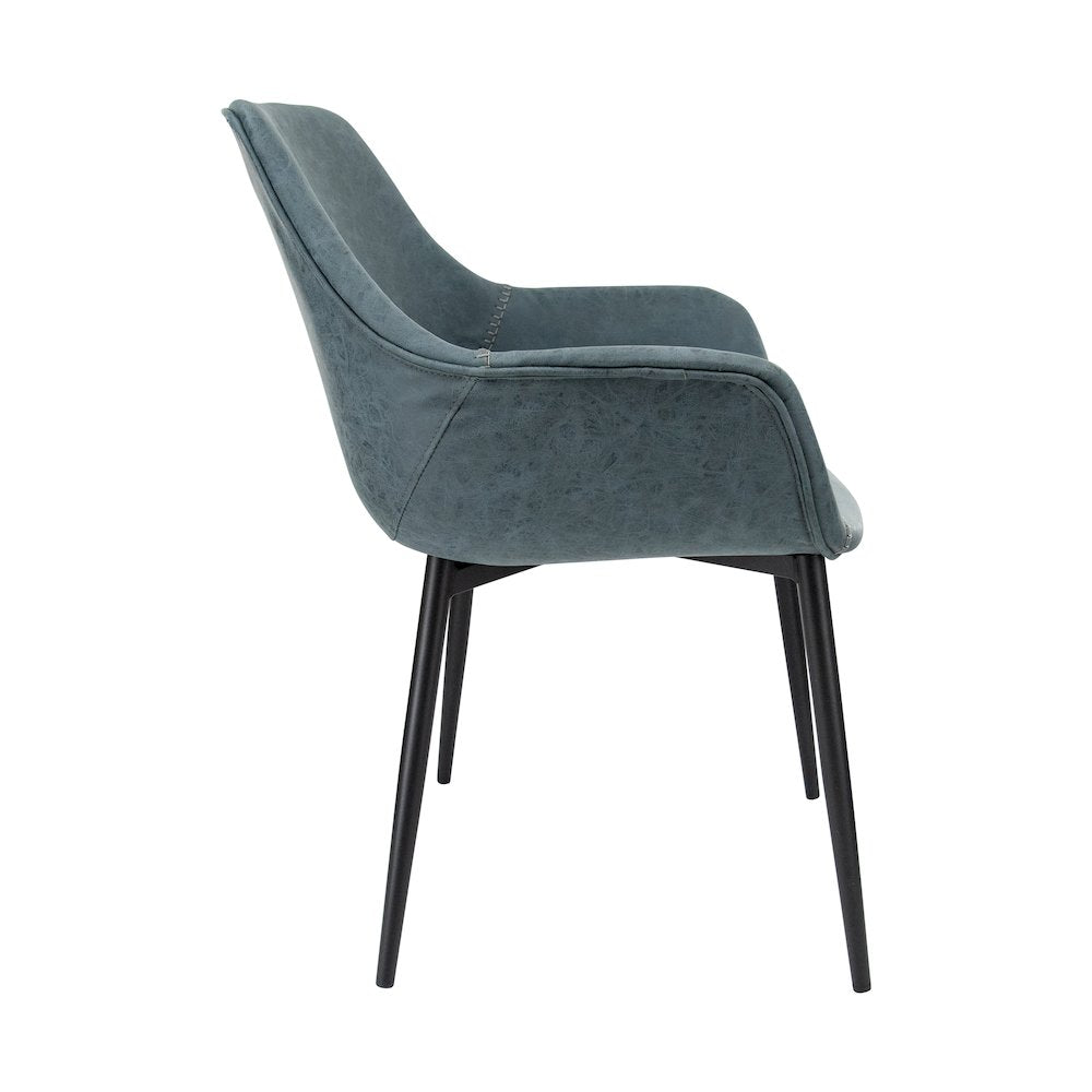 Markley Modern Leather Dining Arm Chair With Metal Legs