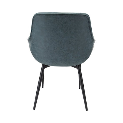 Markley Modern Leather Dining Arm Chair With Metal Legs