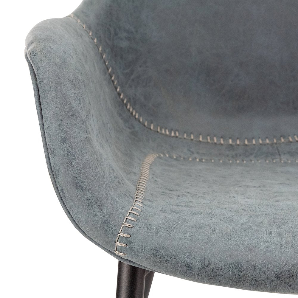 Markley Modern Leather Dining Arm Chair With Metal Legs