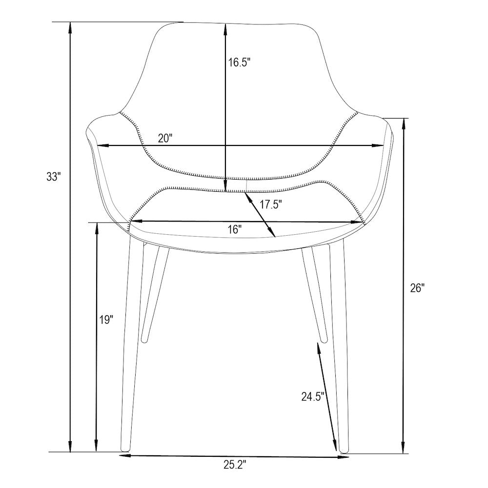Markley Modern Leather Dining Arm Chair With Metal Legs