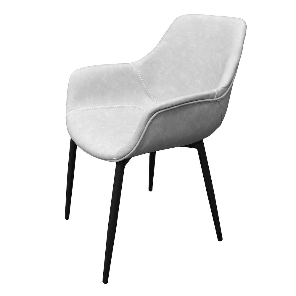 Markley Modern Leather Dining Arm Chair With Metal Legs