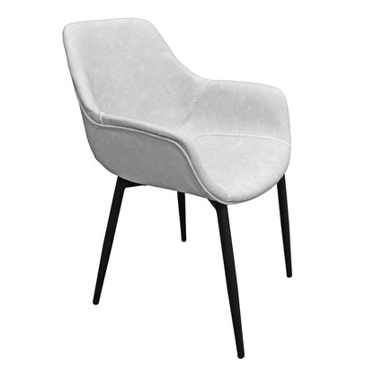 Markley Modern Leather Dining Arm Chair With Metal Legs