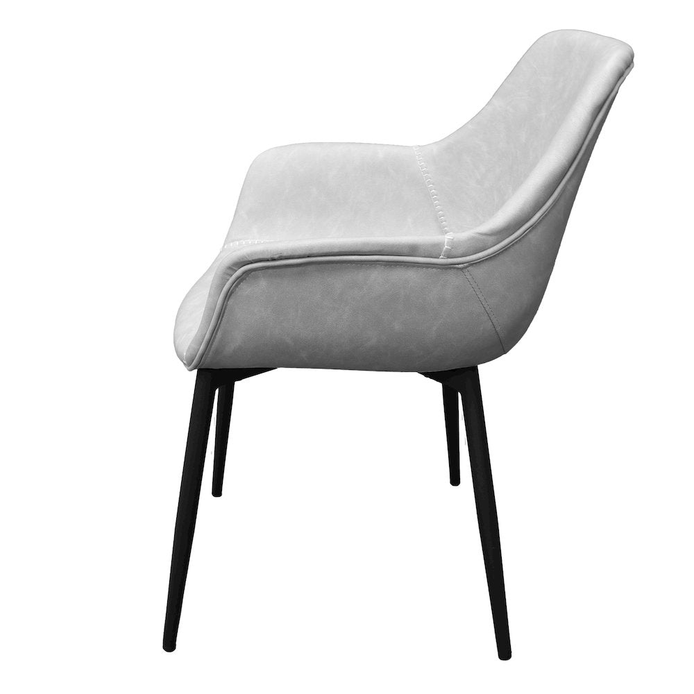 Markley Modern Leather Dining Arm Chair With Metal Legs