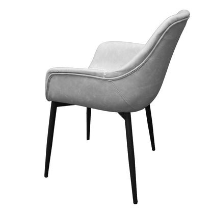 Markley Modern Leather Dining Arm Chair With Metal Legs