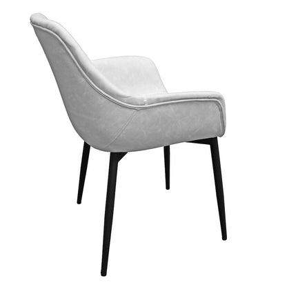 Markley Modern Leather Dining Arm Chair With Metal Legs