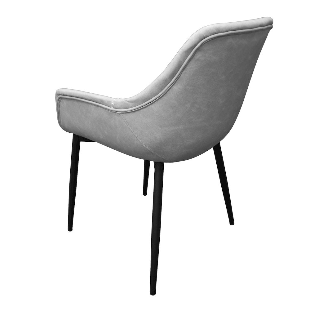 Markley Modern Leather Dining Arm Chair With Metal Legs