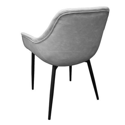Markley Modern Leather Dining Arm Chair With Metal Legs