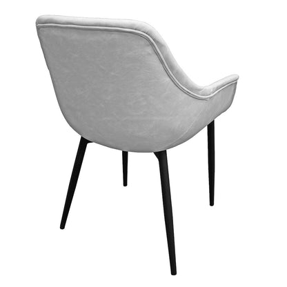 Markley Modern Leather Dining Arm Chair With Metal Legs