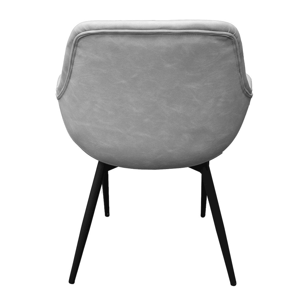 Markley Modern Leather Dining Arm Chair With Metal Legs