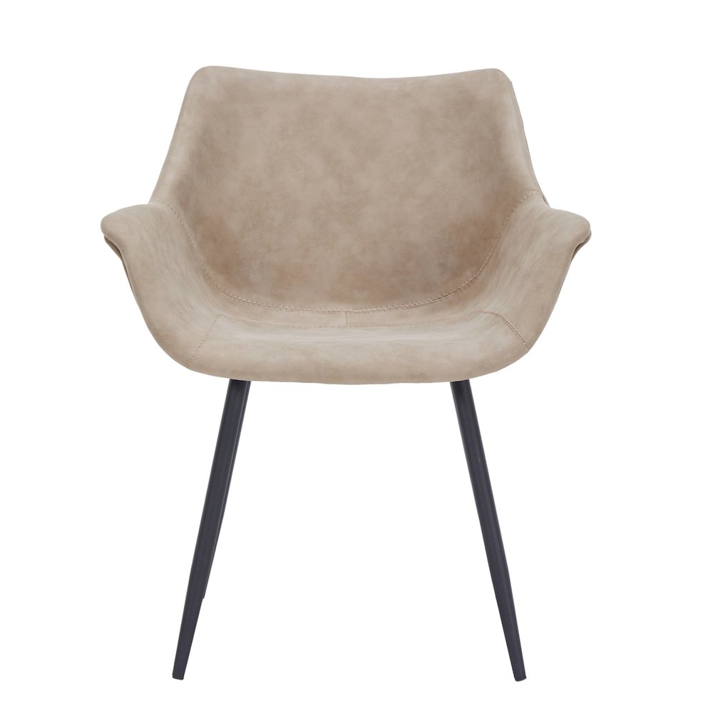 Markley Modern Leather Dining Arm Chair in Taupe