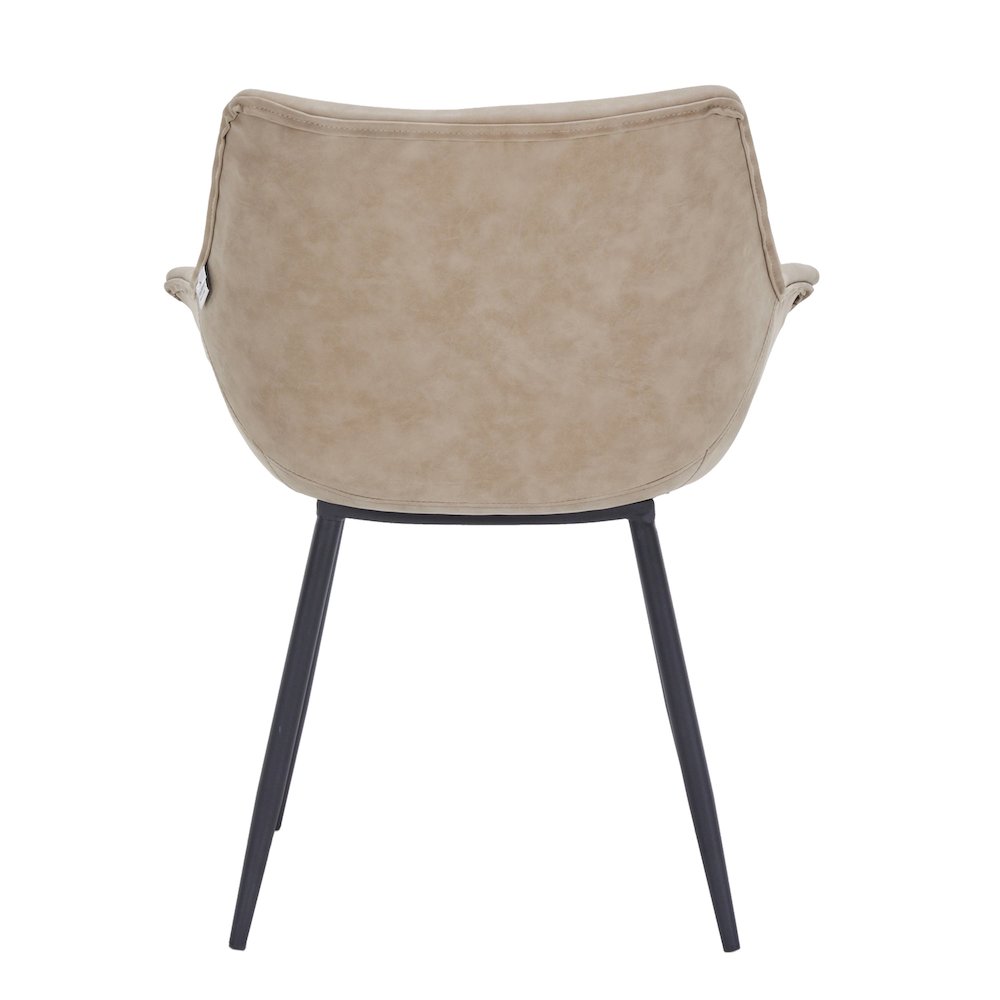 Markley Modern Leather Dining Arm Chair in Taupe