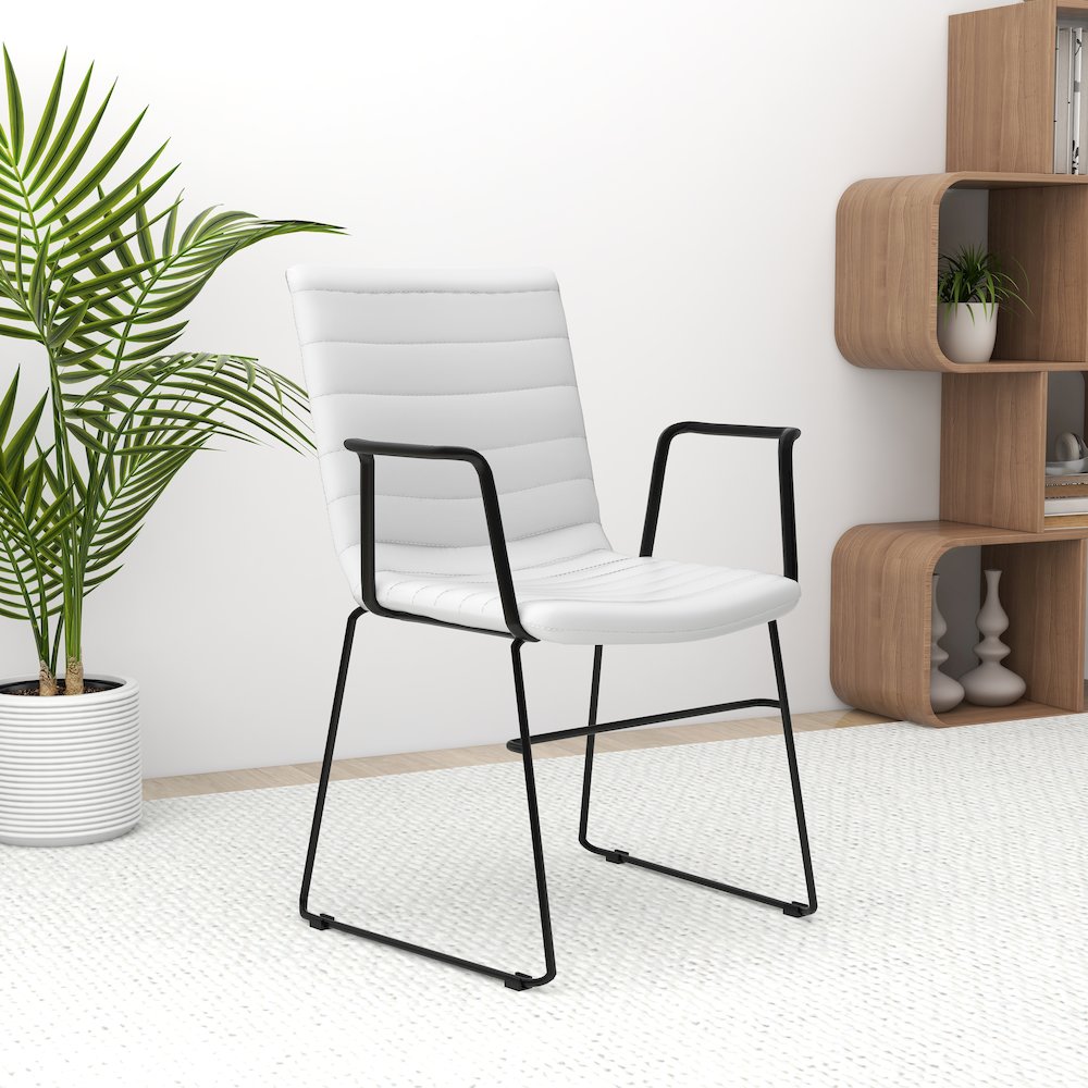Zylar Series Office Guest Arm Chair in White Leather