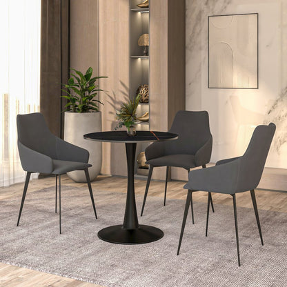 Bristol 24 round dining table Black base with Black Sintered stone Top