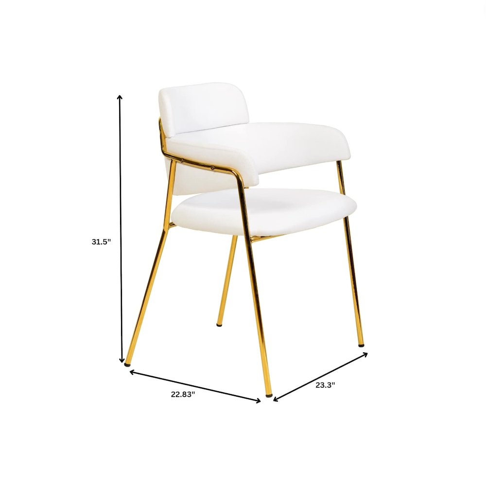 Axis Collection Modern Gold Dining Chair in White - Set of 2