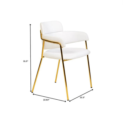 Axis Collection Modern Gold Dining Chair in White - Set of 2