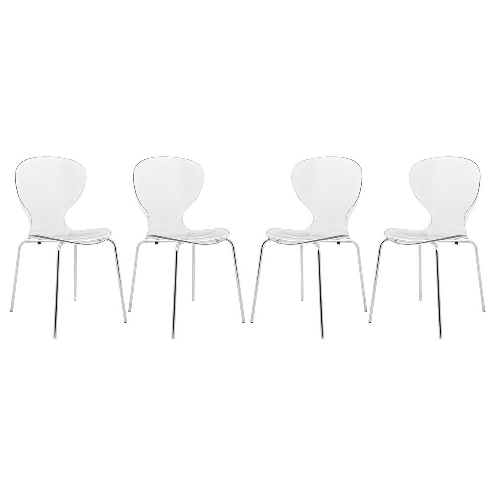 Modern Oyster Transparent Side Chair, Set of 4