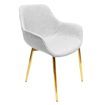 Markley Modern Leather Dining Arm Chair With Gold Metal Legs Set of 4