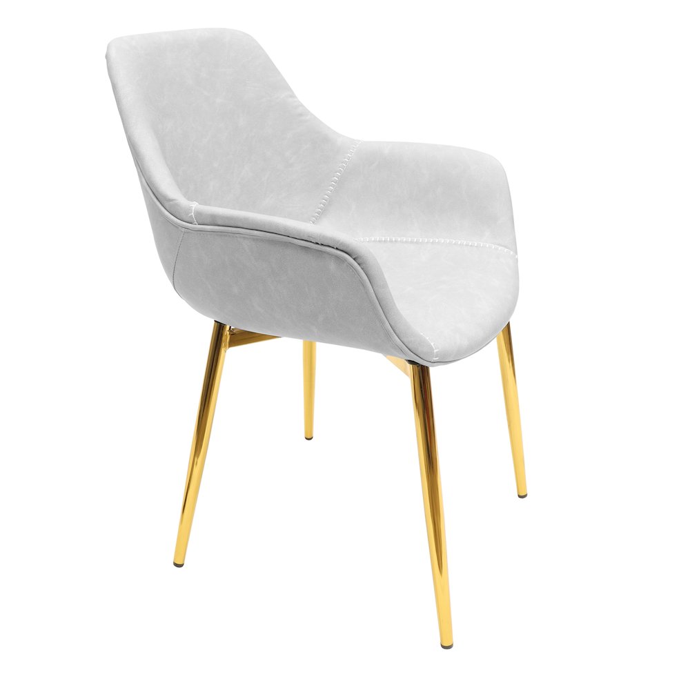Markley Modern Leather Dining Arm Chair With Gold Metal Legs Set of 4