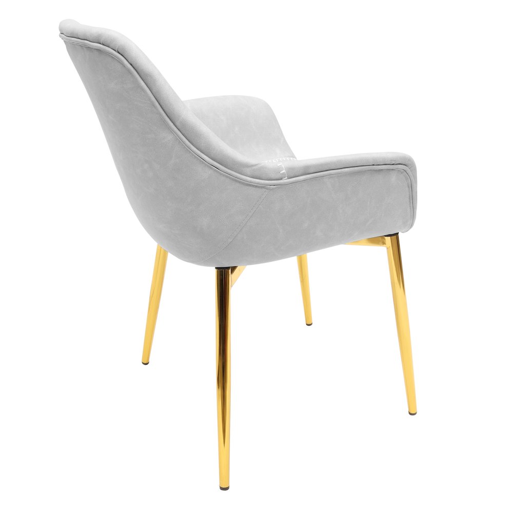 Markley Modern Leather Dining Arm Chair With Gold Metal Legs Set of 4