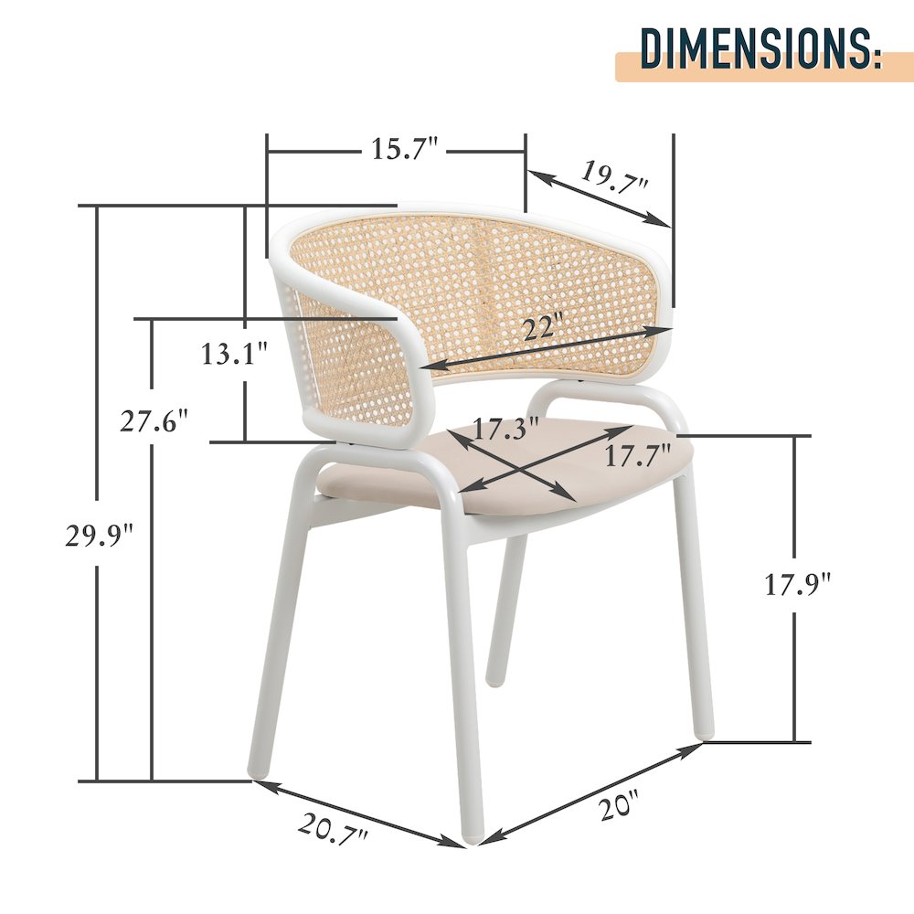 Ervilla - Dining Chair - White frame in Taupe Leather