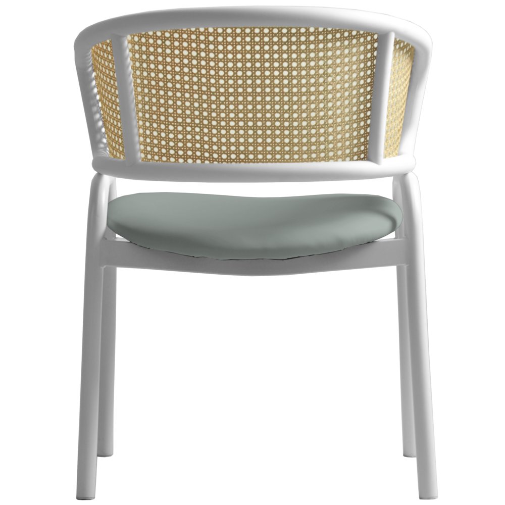 Ervilla - Dining Chair - White frame in Grey Leather