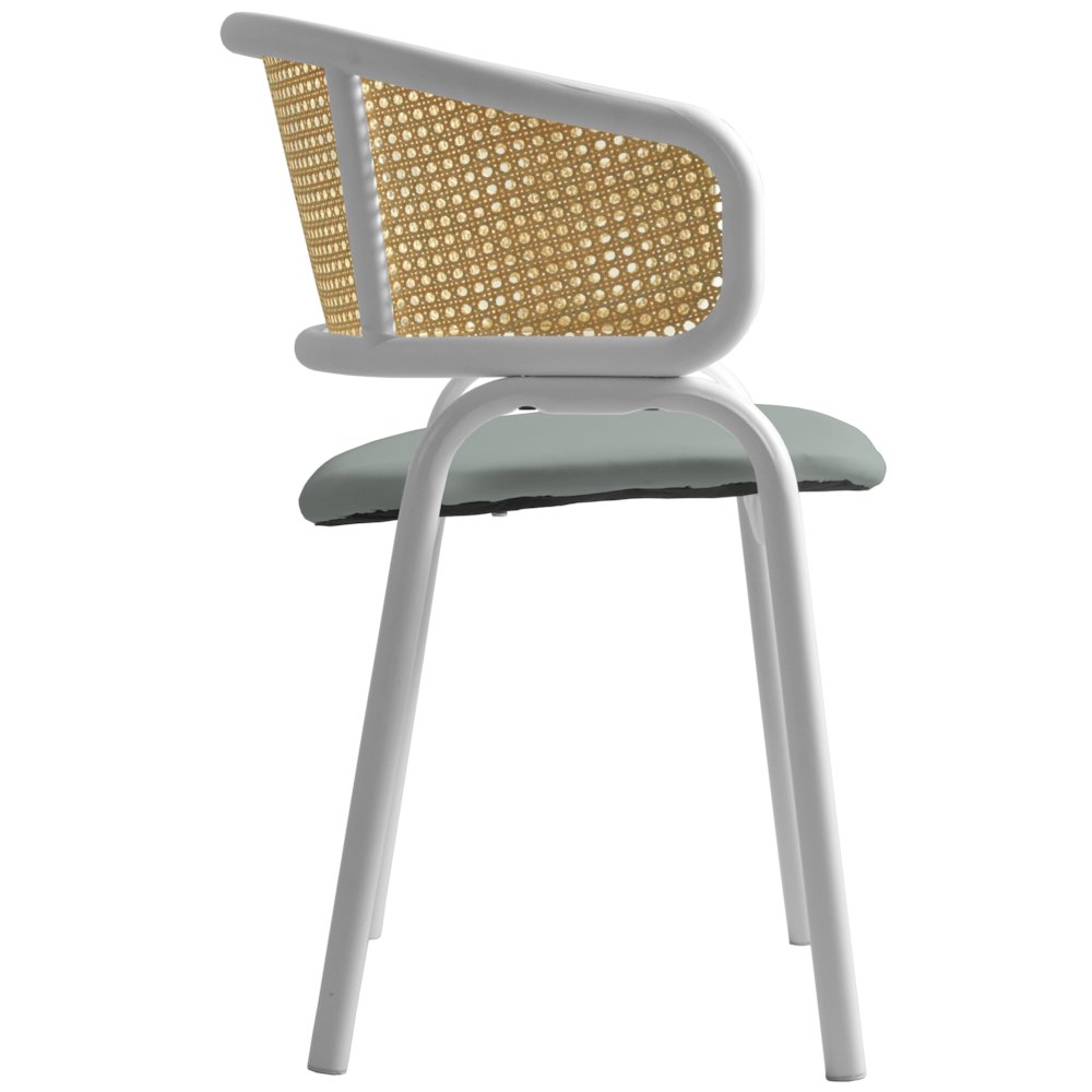 Ervilla - Dining Chair - White frame in Grey Leather