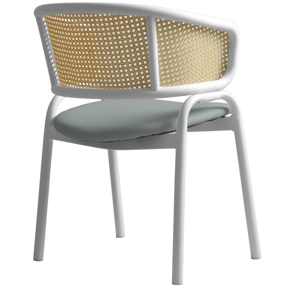 Ervilla - Dining Chair - White frame in Grey Leather