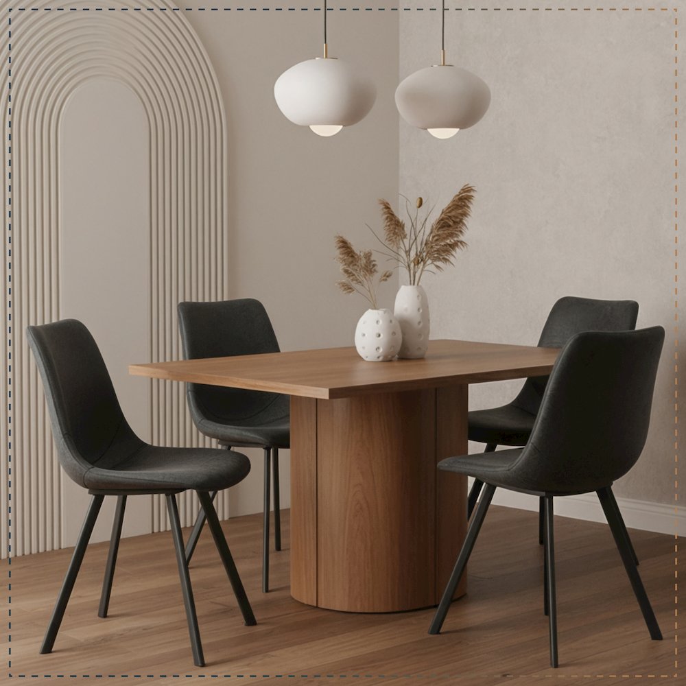 Markley Modern Leather Dining Chair With Metal Legs