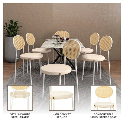 Euston Collection Modern Dining Chair White Frame In Beige