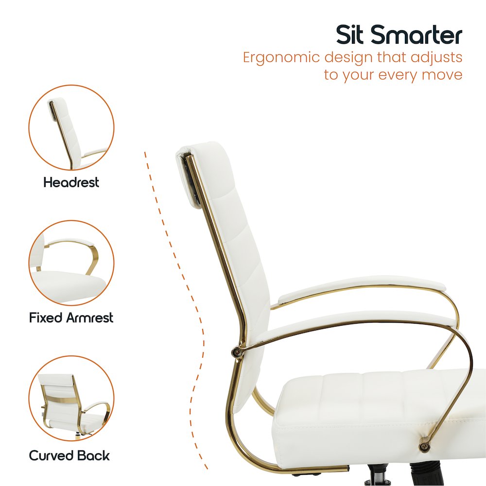 Benmar Home Leather Office Chair With Gold Frame