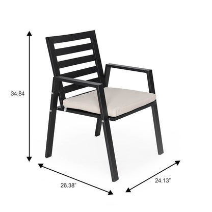 Chelsea 7-Piece Patio Dining Set 78-118" Wide Dining Armchair in Beige