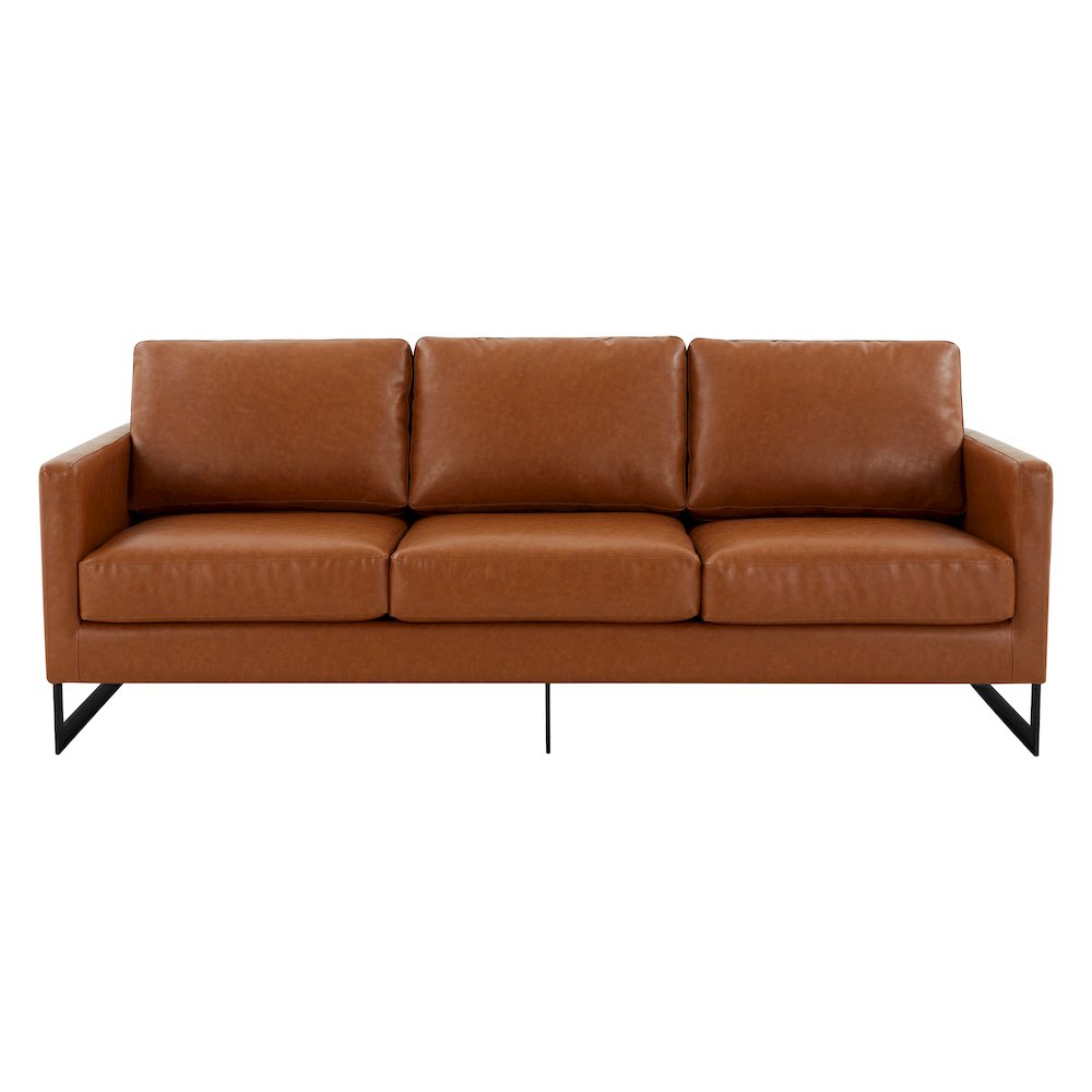 Lincoln Brown Leather Sofa With Black Frame