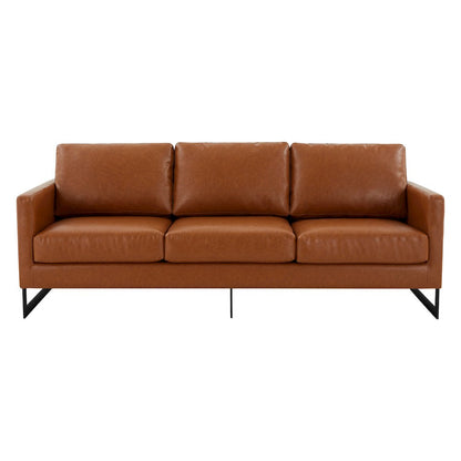 Lincoln Brown Leather Sofa With Black Frame