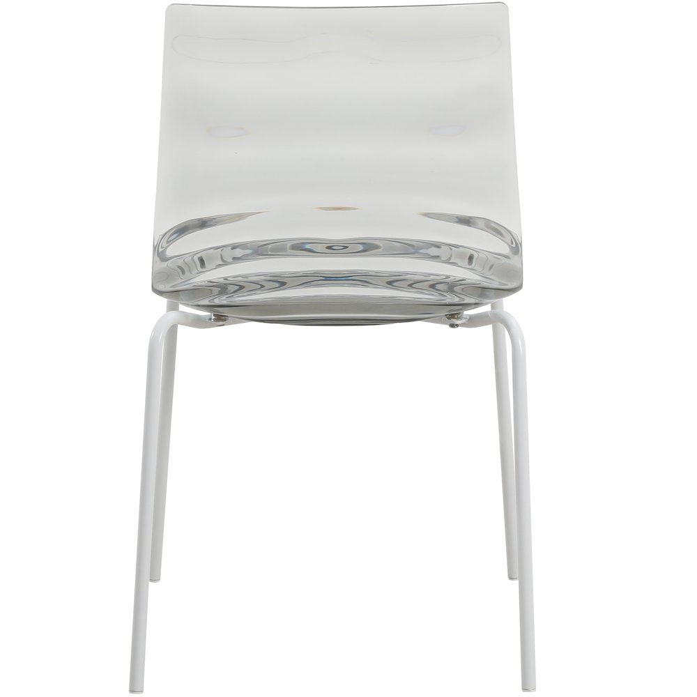 Astor Water Ripple Design Dining Chair in White Base Trans Black Seat Set of 2