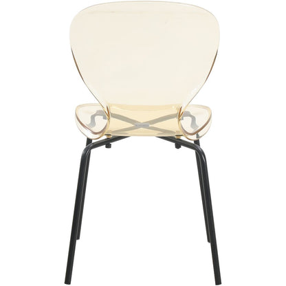 Modern Oyster Transparent Side Chair in Black Base