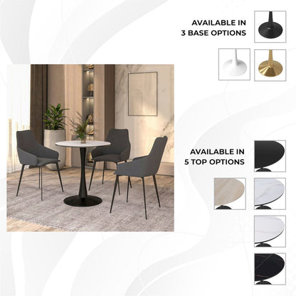 Leisyremod Bristol 24" Round Dining Table Black base with White top