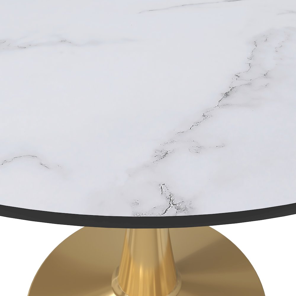 Bristol 40" round dining table Gold Base With White Top