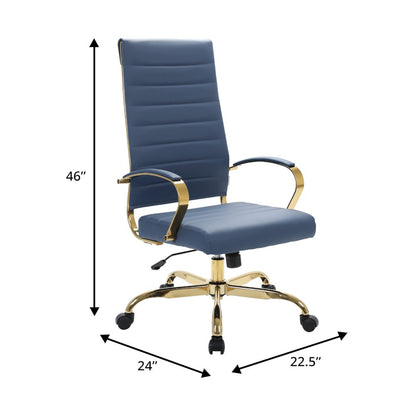 Benmar High-Back Leather Office Chair With Gold Frame