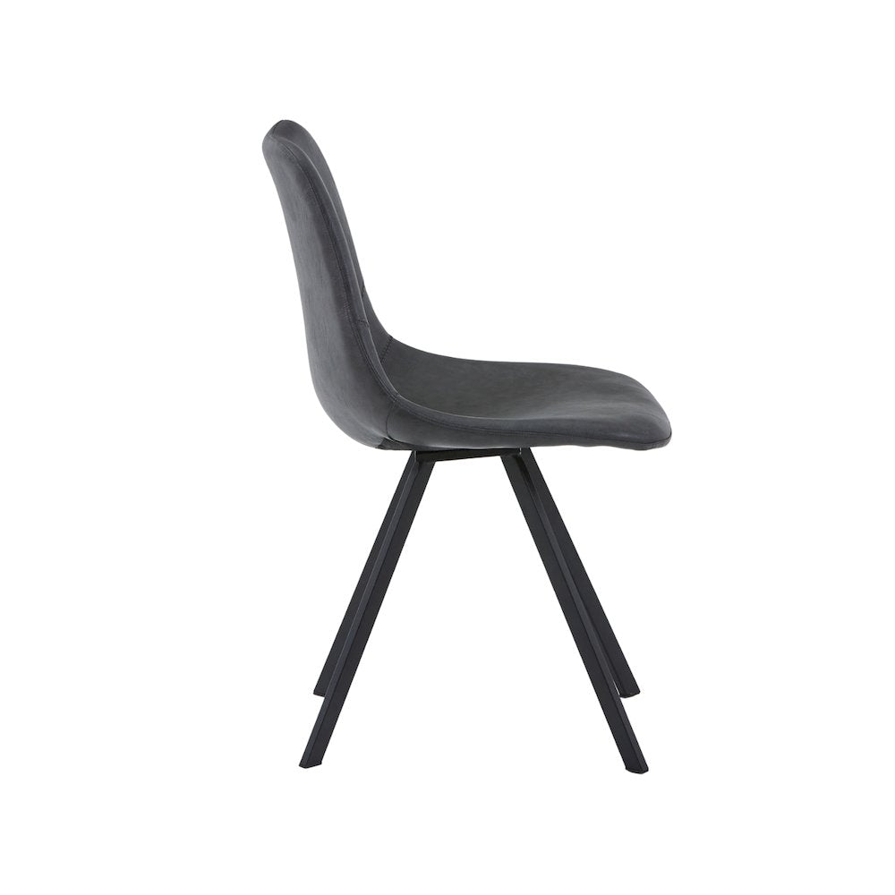 Markley Modern Leather Dining Chair With Metal Legs
